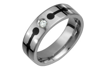 Titanium & Diamond Ring With Black Resin Alain Raphael