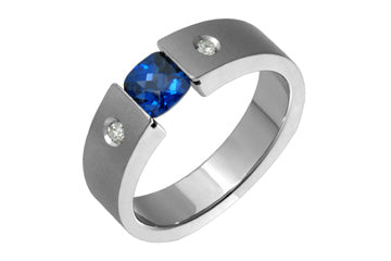 Titanium Diamond & Sapphire Tension Set Ring Alain Raphael