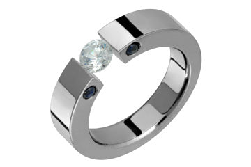 Titanium Diamond Tension Set Ring with Side Sapphires Alain Raphael