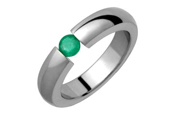Titanium Half Round Tension Set Emerald Ring Alain Raphael