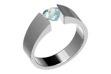 Titanium & Heart Aquamarine Tension Set Ring Alain Raphael