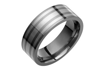 Titanium & Multiple .925 Silver Inlay Ring Alain Raphael