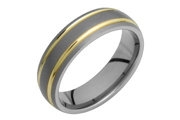 Titanium Ring With 14K Yellow Gold Grooves Alain Raphael