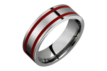Titanium Ring With Parallel Red Inlays Alain Raphael