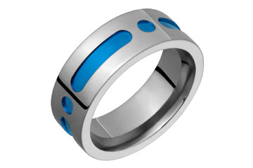 Titanium Ring With Shaped Blue Inlay Alain Raphael