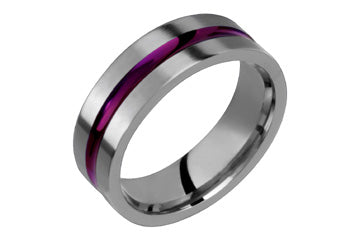 Titanium Ring With Single Magenta Inlay Alain Raphael
