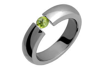 Titanium Ring With Tension Set Peridot Gemstone Alain Raphael