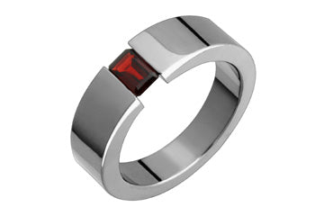 Titanium Ring With Tension Set Vibrant Octagon Garnet Alain Raphael