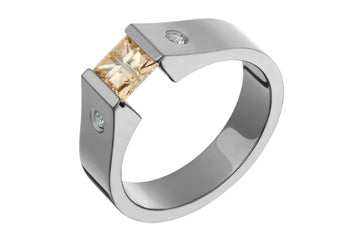 Titanium Tension Champagne Illusion Cut & Diamond Ring Alain Raphael