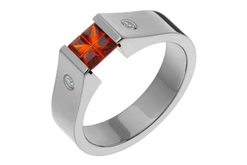 Titanium Tension Orange Illusion Cut & Diamond Ring Alain Raphael