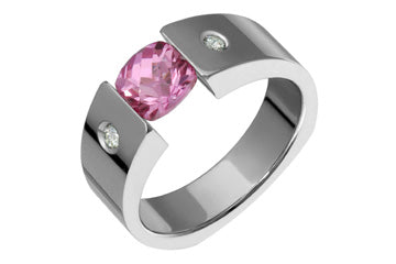 Titanium Tension Set Pink Tourmaline & Diamond Ring Alain Raphael