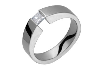 Titanium Tension Set Square Cubic Zirconia Ring Alain Raphael
