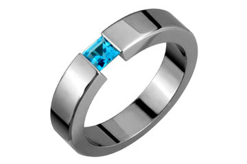 Titanium Tension Square Blue Topaz Ring Alain Raphael