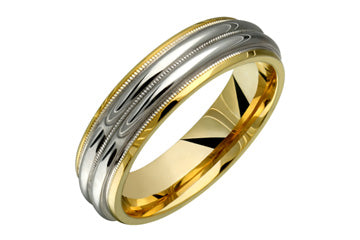 Titanium and 14kt Yellow Gold Double Dome Wedding Band Alain Raphael