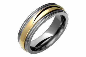 Titanium and 14kt Yellow Gold Inlay with Double Groove Edges Alain Raphael