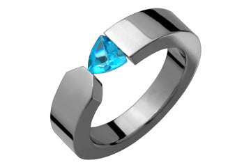 Trillion Cut Blue Topaz Tension Set Titanium Ring Alain Raphael