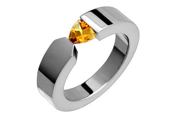 Trillion Cut Golden Tension Set Citrine Titanium Ring Alain Raphael