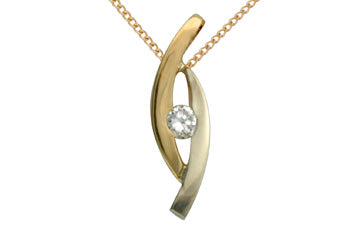 Two Tone 14K Pendant With Solitaire Diamond Alain Raphael
