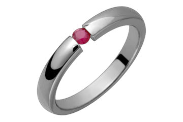 Vivid Red Round Ruby Tension Set Titanium Ring Alain Raphael