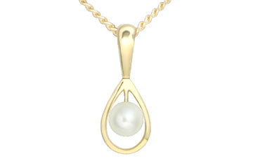 Yellow Gold 14K Button Pearl Pendant With Chain Alain Raphael