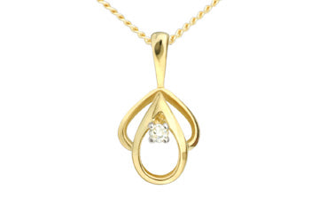 Yellow Gold 14K Diamond Pendant With Chain Alain Raphael