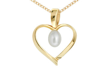 Yellow Gold 14K Drop Pearl Heart Pendant Alain Raphael