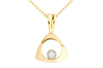 Yellow Gold 14K Geometric Diamond Pendant Alain Raphael