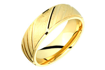 Yellow Gold 14kt Wedding Band with Diagonal Engraving Alain Raphael