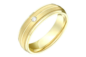 14kt Yellow Gold Diamond Engraved Wedding Band