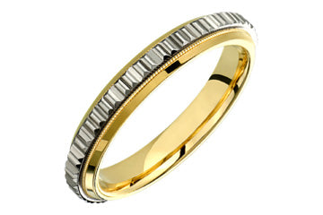 14K Comfort Fit Two-tone Comfort Fit Engraved Wedding Band