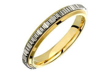 14K Comfort Fit Two-tone Comfort Fit Engraved Wedding Band