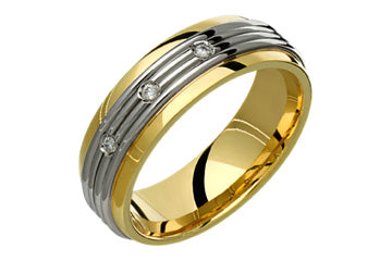 3/50 Carat Yellow and White Gold Diamond Wedding Band