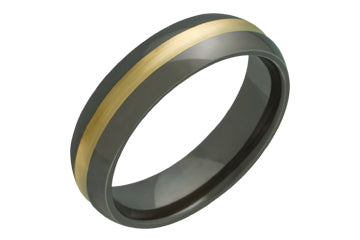 Black Titanium with 14kt Yellow Gold Inlay Wedding Band