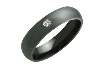 Black Titanium Ring with Single Diamond