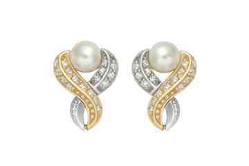 1/2 Carat Diamond & Fresh Water Pearl 14K Two Tone