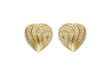 Boucles d'oreilles en or jaune 14 carats en forme de cœur avec diamant de 2/3 carats