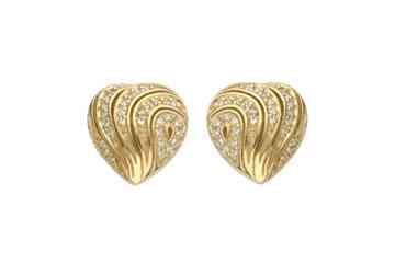 2/3 Carat Diamond Heart Shaped 14K Yellow Gold Earrings
