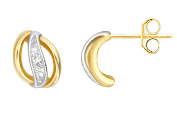 14K Two Tone Diamond Earrings