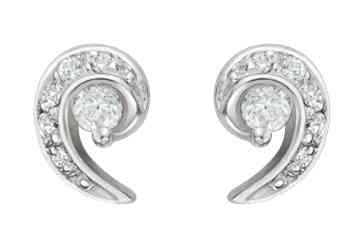 2/11 Carat Diamond Swirl 14K White Gold Earrings