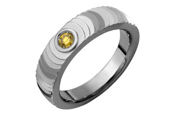 Bague gravée en titane 1/10 carat avec diamant jaune