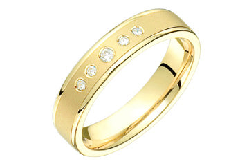 Alliance diamant sablée en or jaune 14 carats 1/5 carat