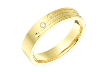 Alliance gravée en or jaune 1/50 carats 14 carats avec diamant