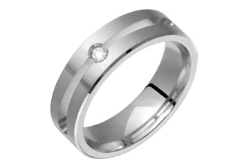 14kt White Gold Comfort Fit Diamond Wedding Band