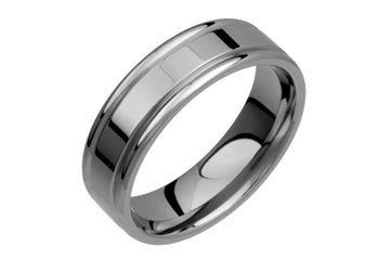 Double Grooved Flat Comfort Titanium Ring