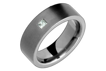 1/10 Carat Princess Cut Diamond Titanium Ring