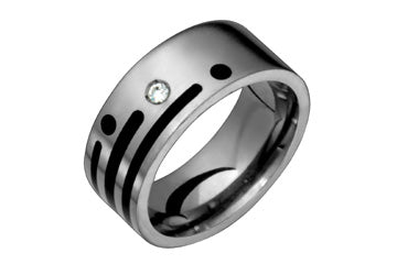 Bague en résine noire et titane diamant 1/25 carat