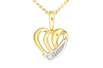 14K Yellow Gold Heart Shape Diamond Pendant