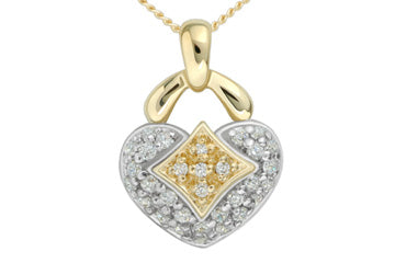 11/25 Carat Diamond Studded Heart 14K Pendant With Chain