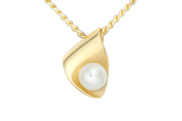 14K Yellow Gold Fresh Water Cultured Pearl Pendant With Chain