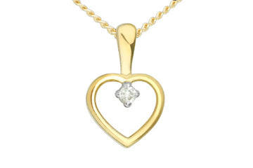 14K Yellow Gold Heart Pendant With Diamond